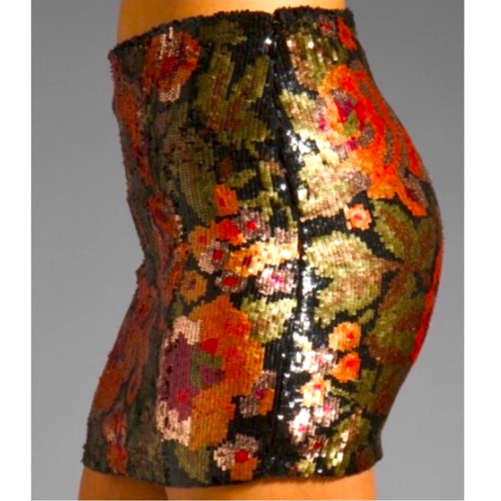 Gorgeous Haute Hippie floral sequin miniskirt